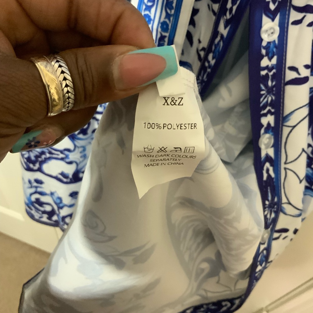 NWOT Royal Blue And White Midi Dress With Belt Tie - Picture 4 of 4